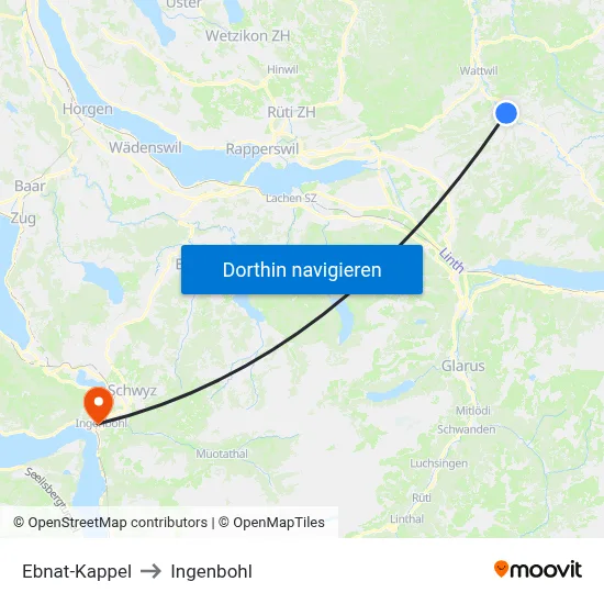 Ebnat-Kappel to Ingenbohl map