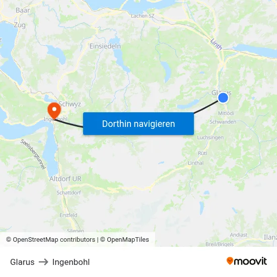 Glarus to Ingenbohl map