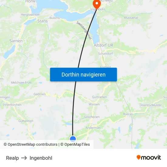 Realp to Ingenbohl map