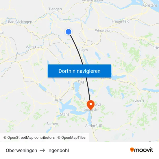 Oberweningen to Ingenbohl map
