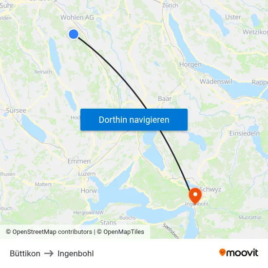 Büttikon to Ingenbohl map
