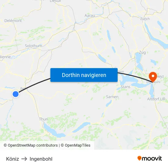 Köniz to Ingenbohl map