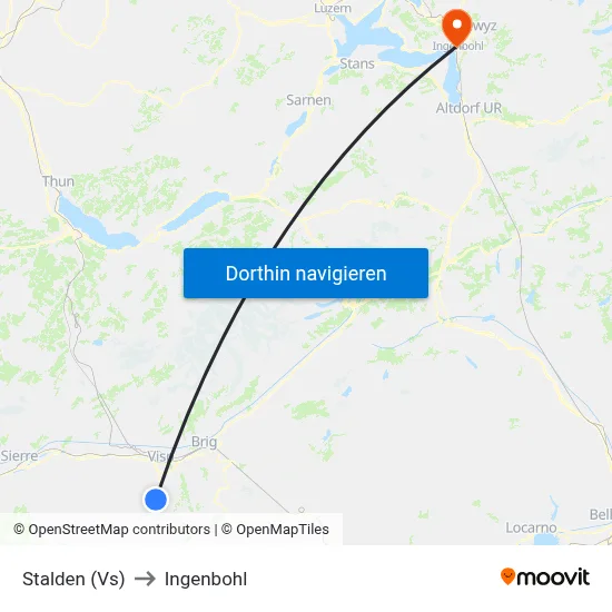 Stalden (Vs) to Ingenbohl map