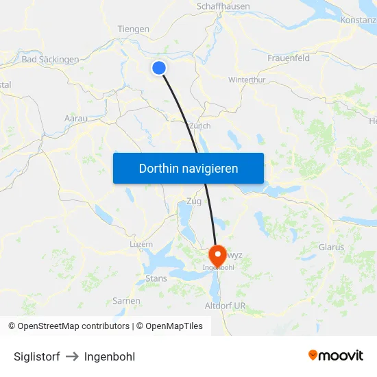 Siglistorf to Ingenbohl map