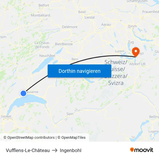 Vufflens-Le-Château to Ingenbohl map