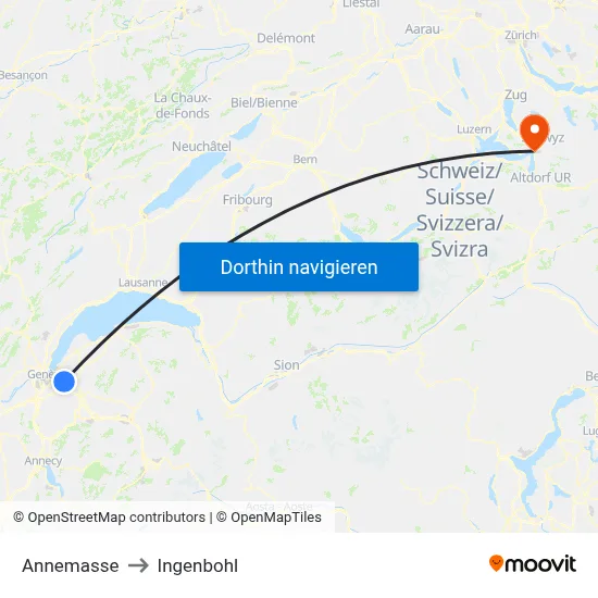 Annemasse to Ingenbohl map