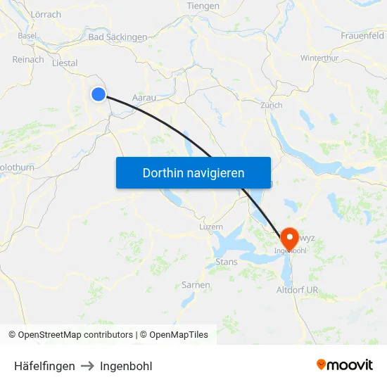 Häfelfingen to Ingenbohl map