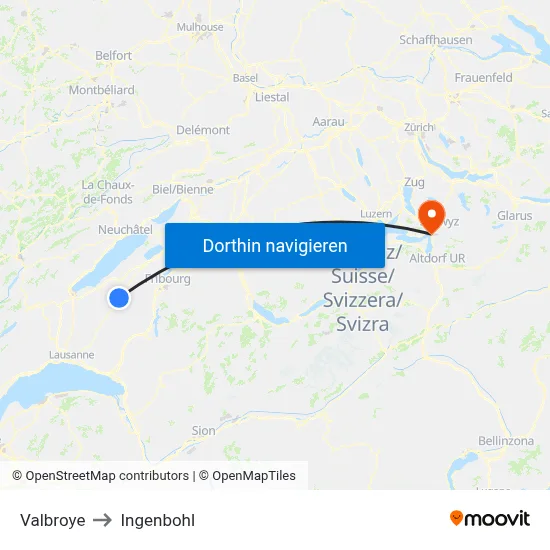 Valbroye to Ingenbohl map
