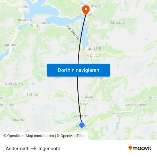 Andermatt to Ingenbohl map