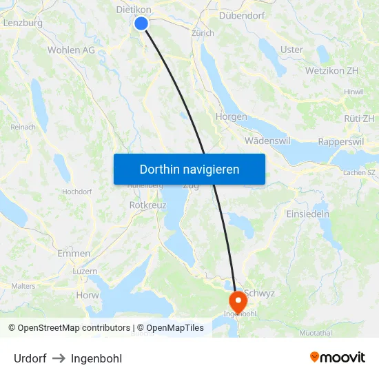 Urdorf to Ingenbohl map