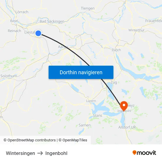 Wintersingen to Ingenbohl map