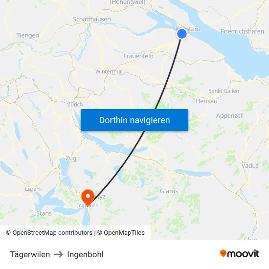Tägerwilen to Ingenbohl map