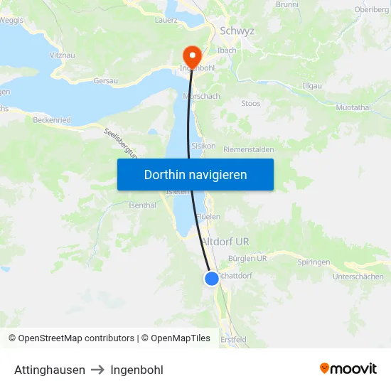 Attinghausen to Ingenbohl map