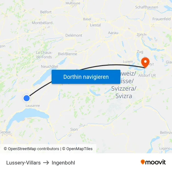 Lussery-Villars to Ingenbohl map