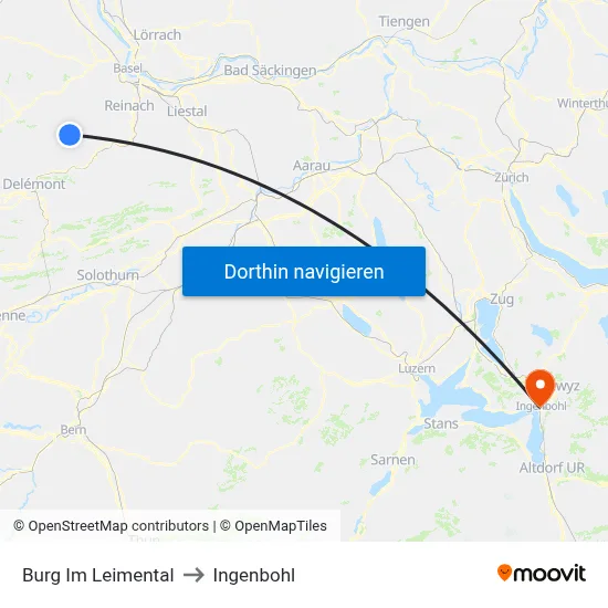Burg Im Leimental to Ingenbohl map