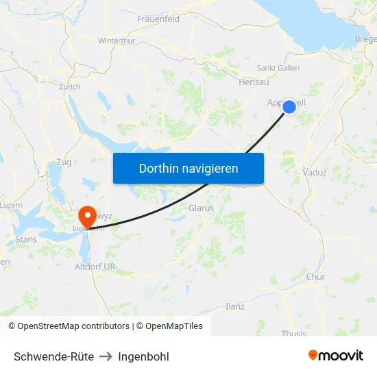 Schwende-Rüte to Ingenbohl map