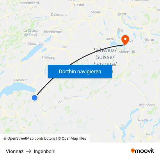 Vionnaz to Ingenbohl map