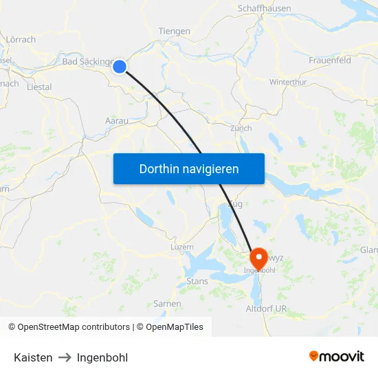 Kaisten to Ingenbohl map