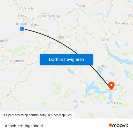 Aesch to Ingenbohl map