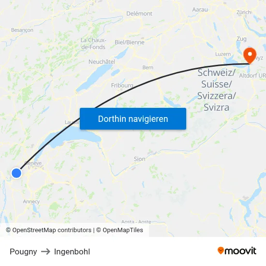 Pougny to Ingenbohl map