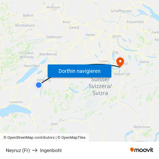 Neyruz (Fr) to Ingenbohl map