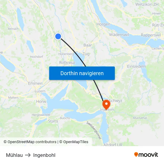 Mühlau to Ingenbohl map