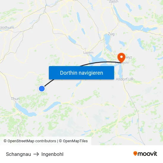 Schangnau to Ingenbohl map