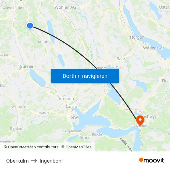 Oberkulm to Ingenbohl map