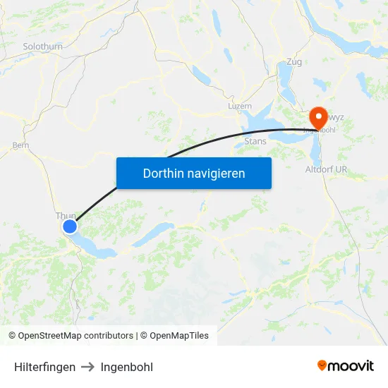 Hilterfingen to Ingenbohl map