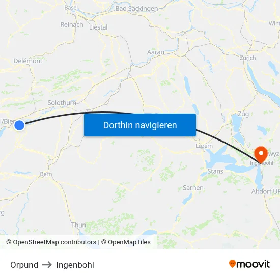 Orpund to Ingenbohl map