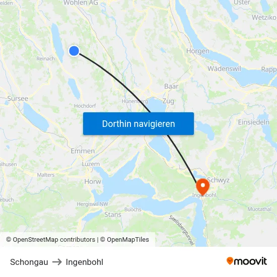 Schongau to Ingenbohl map