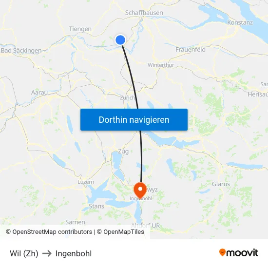 Wil (Zh) to Ingenbohl map