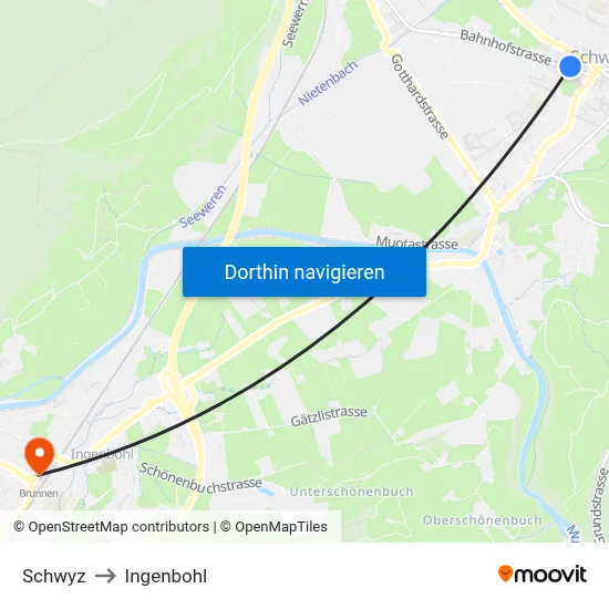 Schwyz to Ingenbohl map