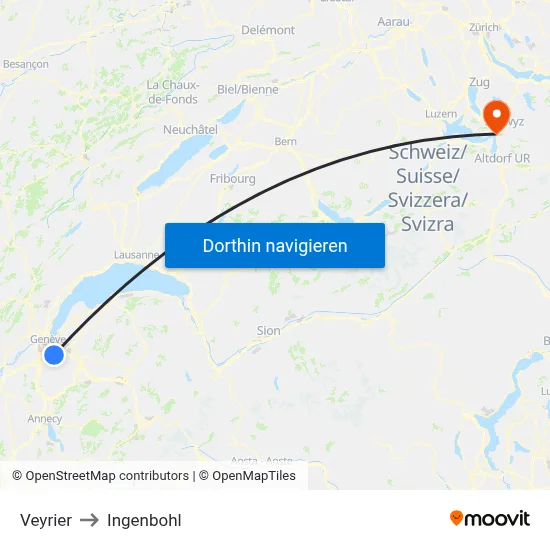 Veyrier to Ingenbohl map