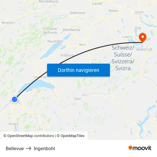 Bellevue to Ingenbohl map