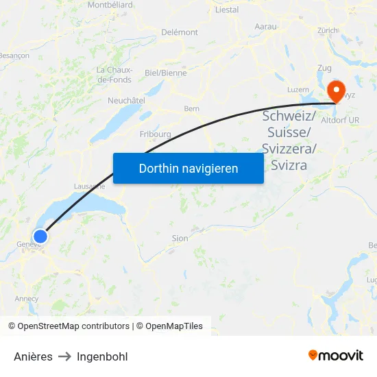Anières to Ingenbohl map