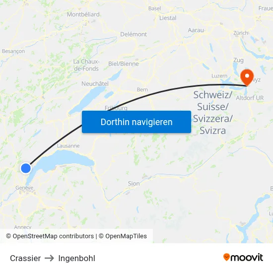 Crassier to Ingenbohl map