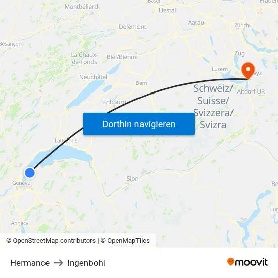 Hermance to Ingenbohl map