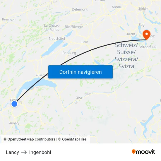Lancy to Ingenbohl map