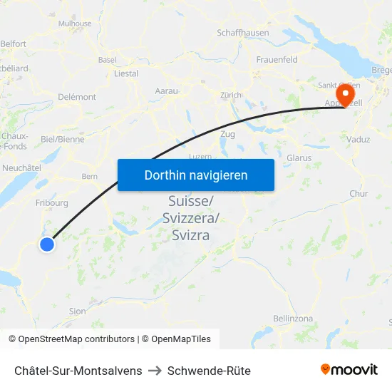 Châtel-Sur-Montsalvens to Schwende-Rüte map