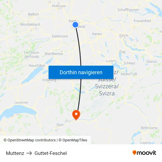 Muttenz to Guttet-Feschel map