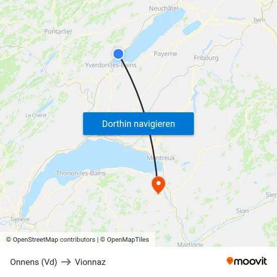 Onnens (Vd) to Vionnaz map
