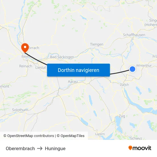 Oberembrach to Huningue map