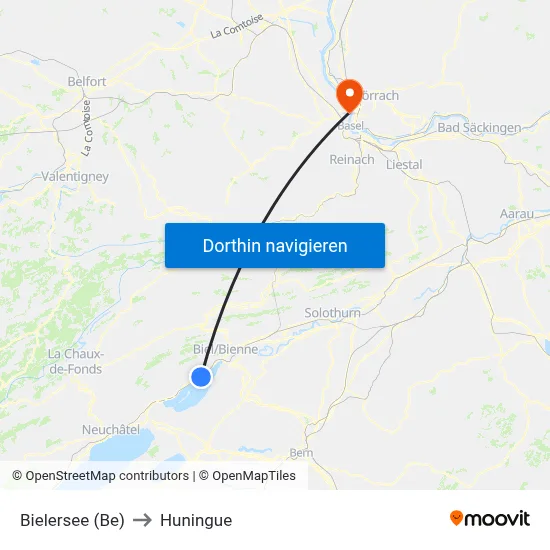 Bielersee (Be) to Huningue map