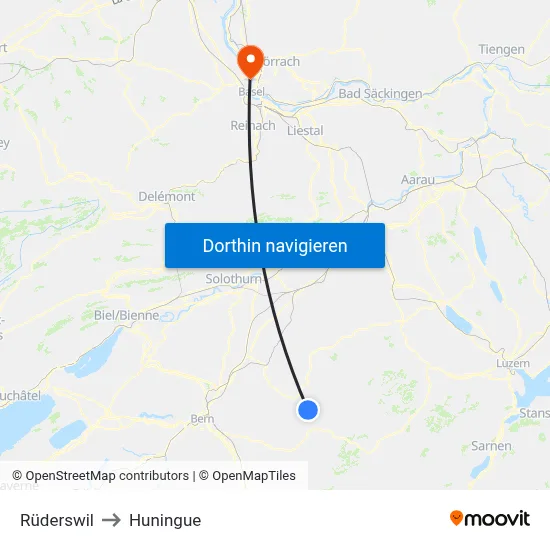 Rüderswil to Huningue map