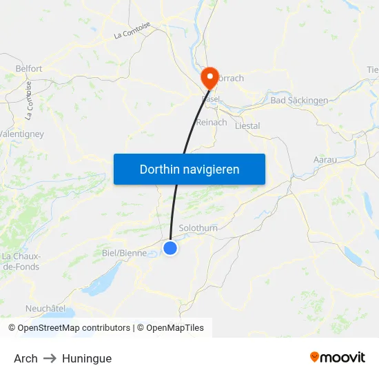 Arch to Huningue map