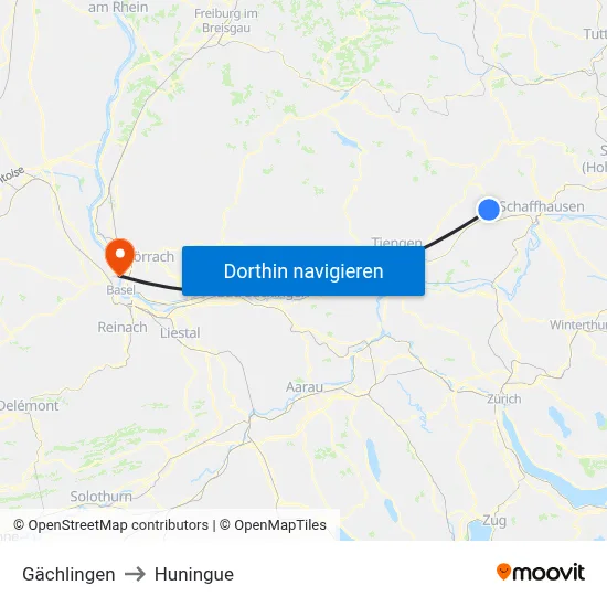 Gächlingen to Huningue map
