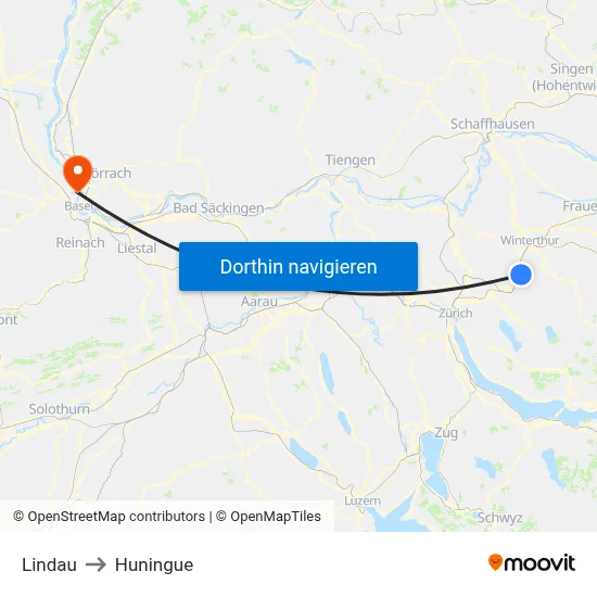 Lindau to Huningue map