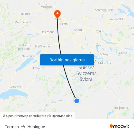 Termen to Huningue map