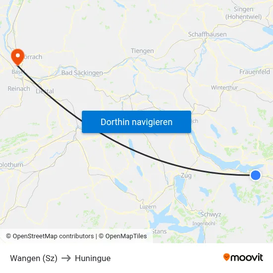Wangen (Sz) to Huningue map